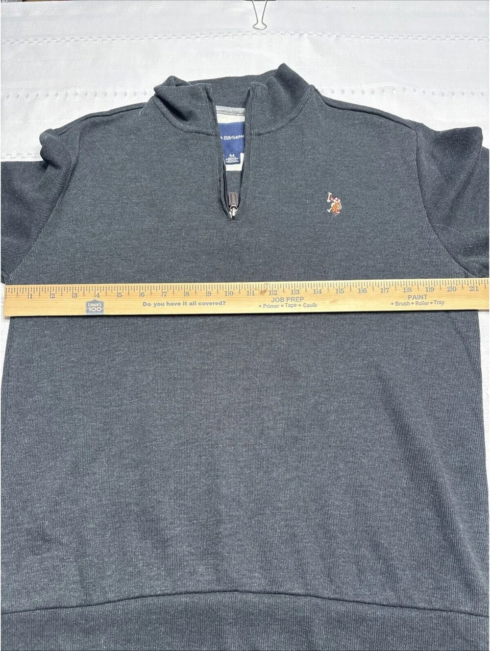 US Polo Association  - 1/4 Zip Long Sleeve Black Sweater - Size Medium